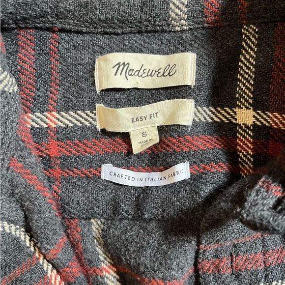 Madewell Men's Plaid Brushed Easy Shirt Jacket - Italian Fabric Maroon & Gray - Picture 6 of 11